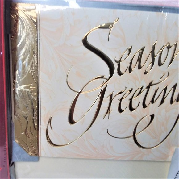 Christmas Cards VTG NIB American Greetings Santa Season's Greetings Red Foil - Picture 2 of 5